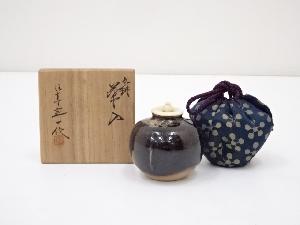 京焼　桶谷定一造　文琳茶入（共箱）　□z